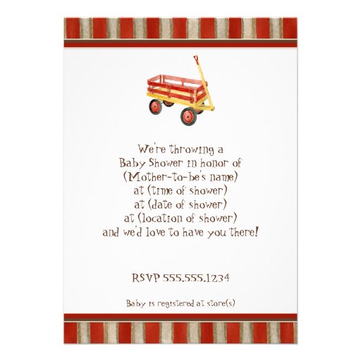 Sock Monkey, Red Wagon, Boy Baby Shower Invitation