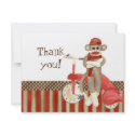 Sock Monkey Retro Tricycle, Thank You Note Cards invitations