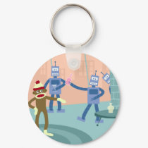Sock Monkey Robot Cocktail Party keychains by sockmonkeys Sock Monkey Robot Cocktail Party keychains