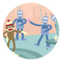 Sock Monkey Robot Cocktail Party stickers by sockmonkeys Sock Monkey Robot Cocktail Party stickers