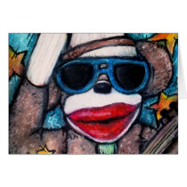 Sock Monkey Rock Star Greeting Card