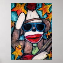 Sock Monkey Rock Star Print