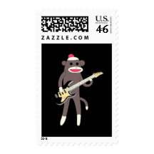 Sock Monkey Rocks w/ Electric Guitar - US Postage