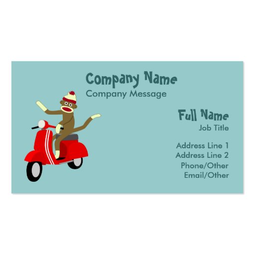 Sock Monkey Scooter Business Card Template