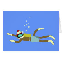 Sock Monkey Scuba Diver Greeting Card