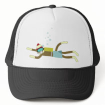Sock Monkey Scuba Diver Mesh Hats