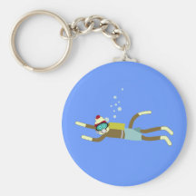 Sock Monkey Scuba Diver Key Chain