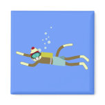 Sock Monkey Scuba Diver magnets