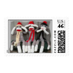 Sock Monkey see no evil postage stamp