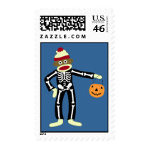 Sock Monkey Skeleton Halloween Stamps