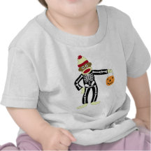 Sock Monkey Skeleton Halloween Tshirt