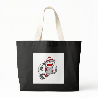 Sock Monkey Soccer Canvas Bag by toddlersplace