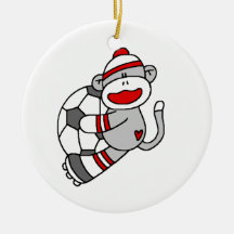 Sock Monkey Soccer T shirts and Gifts Ornaments