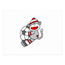 Sock Monkey Soccer T shirts and Gifts Postcard