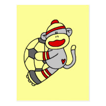 Sock Monkey Soccer Tshirts and Gifts Postcard