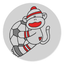 Sock Monkey Soccer Tshirts and Gifts Round Sticker