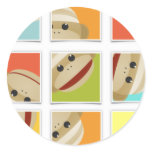 Sock Monkey Socks Blocks by Kelly Schwark Round Sticker