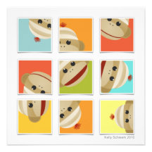 Sock Monkey Socks Blocks Square Invitation