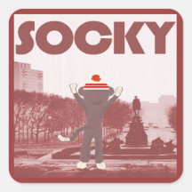 Sock Monkey Square Sticker