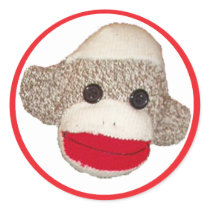 Sock Monkey Round Sticker