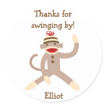 Sock Monkey Stickers Label