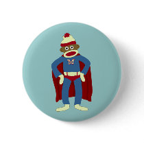 Sock Monkey Superhero buttons