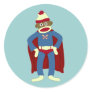 Sock Monkey Superhero Round Sticker Sock Monkey Superhero Round Sticker