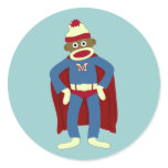 Sock Monkey Superhero stickers