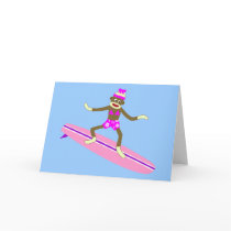 Sock Monkey Surfer Girl cards by sockmonkeys Sock Monkey Surfer Girl cards