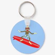 Sock Monkey Surfer keychains