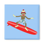 Sock Monkey Surfer magnets