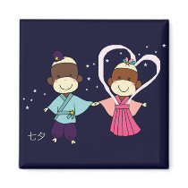 Sock Monkey Tanabata Magnet(Square) by Princess_Monkey Sock Monkey Tanabata Magnet(Square)