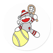 Sock Monkey Tennis Sticker