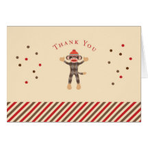 Sock Monkey Thank You Card