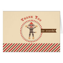 Sock Monkey Thank You Card