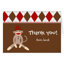 Sock Monkey Thank you note cards