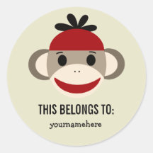 Sock Monkey THIS BELONGS TO Stickers