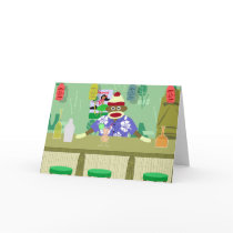 Sock Monkey Tiki Bar Greeting Cards