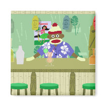 Sock Monkey Tiki Bar Magnets