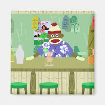 Sock Monkey Tiki Bar Magnets