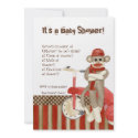 Sock Monkey, Tricycle, Boy Baby Shower Invitation
