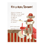 Sock Monkey, Tricycle, Boy Baby Shower Invitation