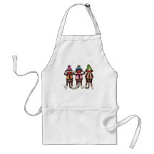 Sock Monkey Trio - See, Hear, Speak No Evil Aprons