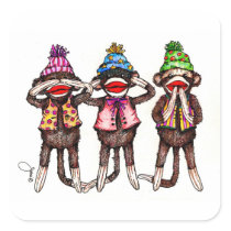 Sock Monkey Trio - See, Hear, Speak No Evil Sticker