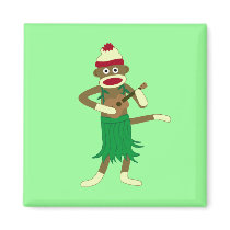 Sock Monkey Ukulele Refrigerator Magnet