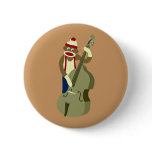 Sock Monkey Upright Bass Player Pinback Button