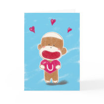 Sock Monkey Valentine Card