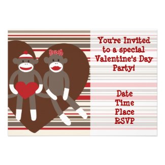 Sock Monkey Valentine's Day Party Invitations