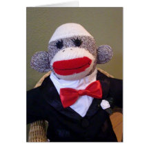 Sock Monkey Wedding Groom Love Card