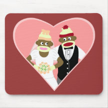 Sock Monkey Wedding Mouse Pads